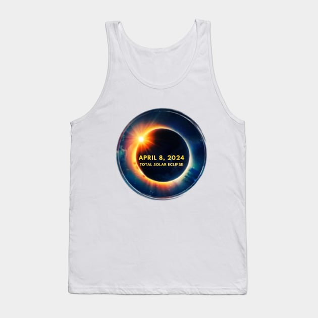 Solar Eclipse April 8 2024 Totality Sun and Moon Eclipse Tank Top by Little Duck Designs